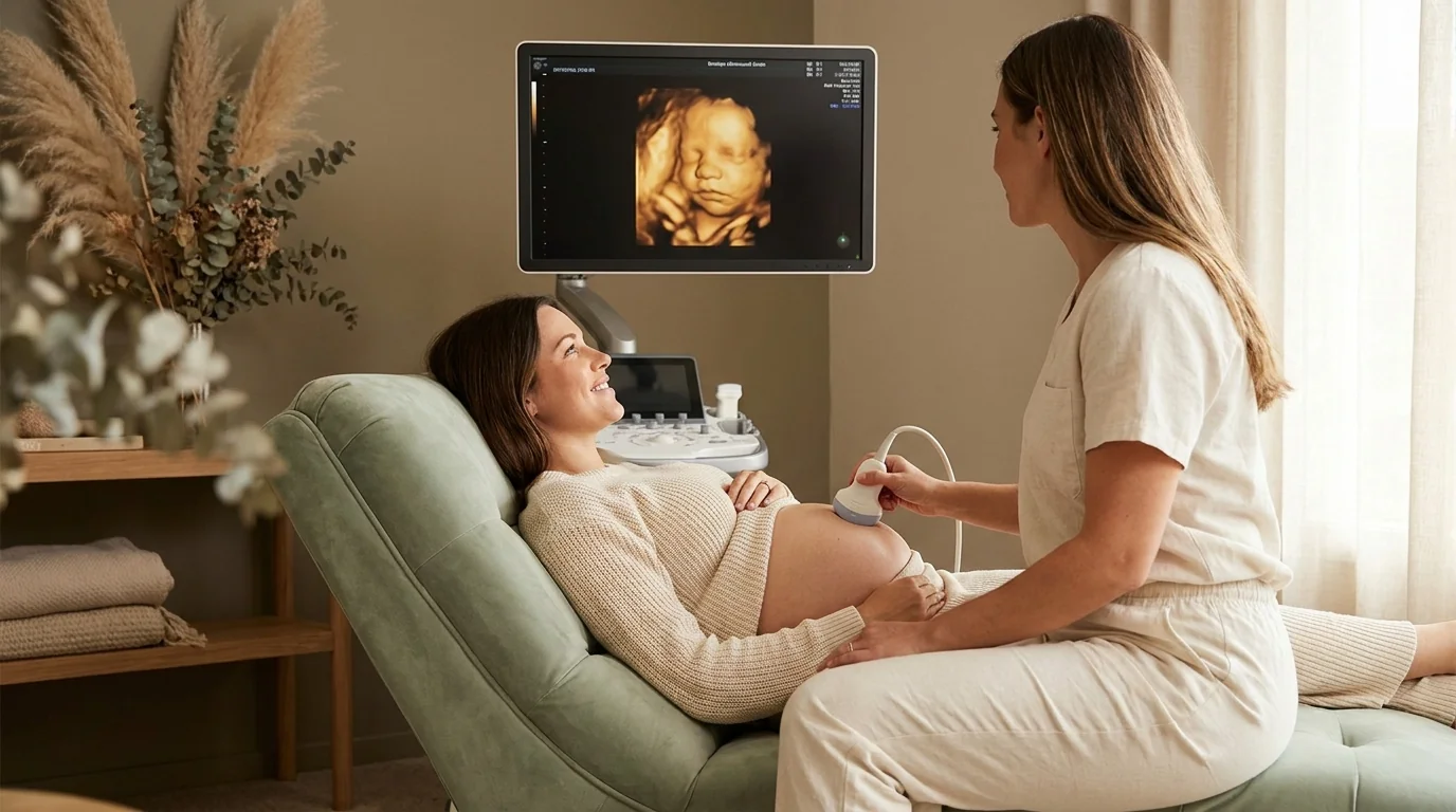 Dreamy painterly interpretation of a real ultrasound scan — illustrating how the same source data becomes different visual outputs depending on rendering