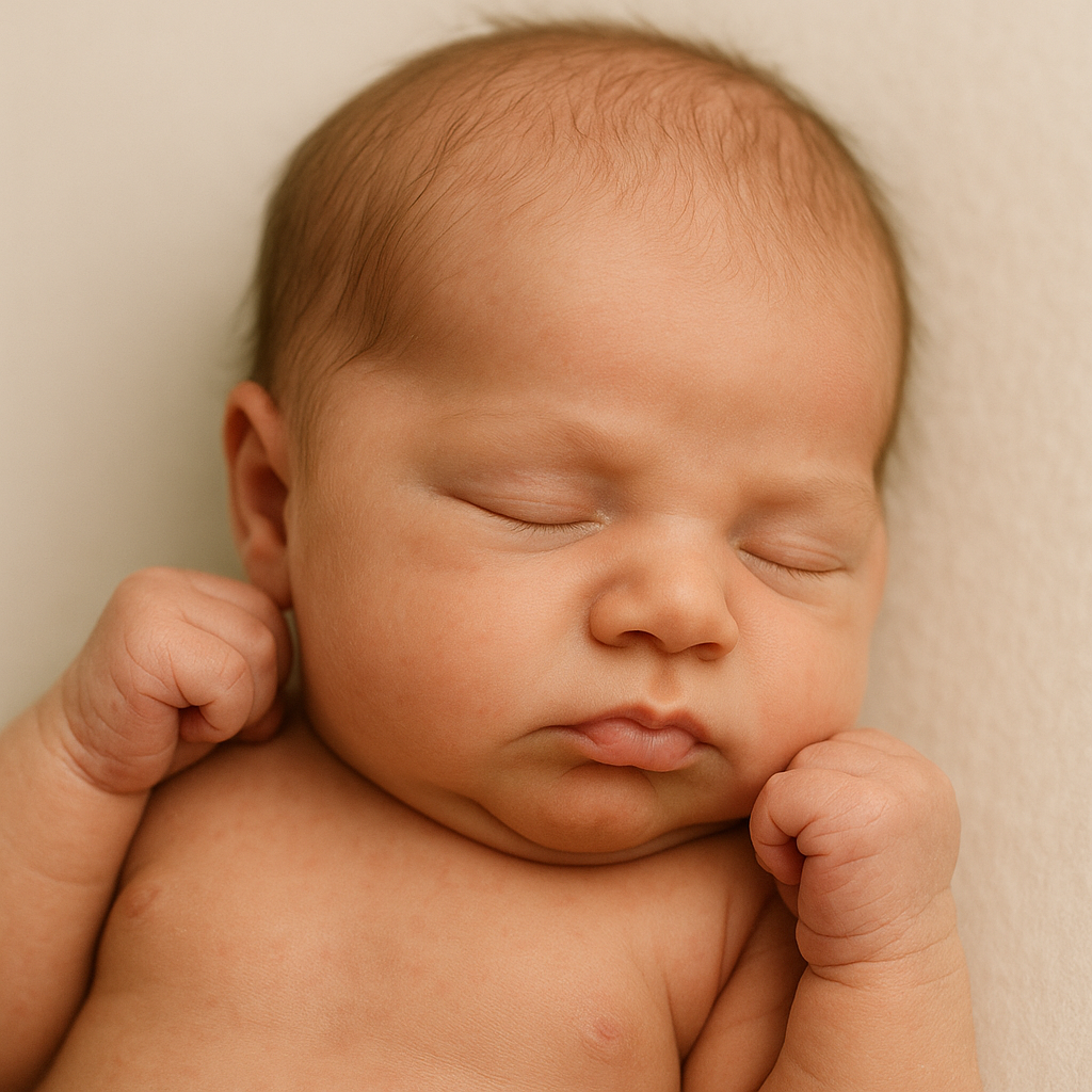 AI-rendered photoreal newborn portrait